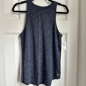 NWT women’s gap fit workout tank top in heathered navy, size small.
